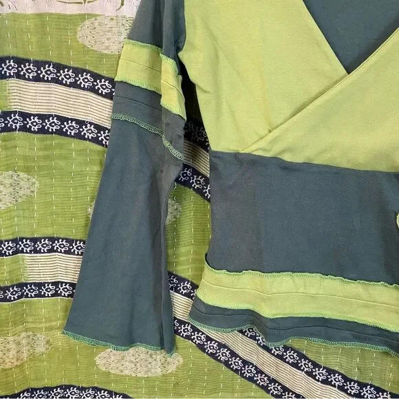 Y2K Original Design Patchwork Green Appliqué Top Size Small - Picture 5 of 12